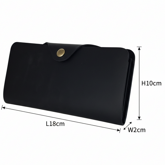 VIVACE WALLET: BLACK LARGE GENUINE LEATHER WALLET WITH CLIP SIZE