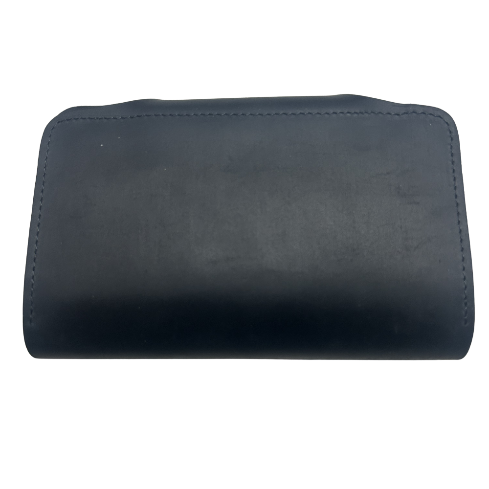 VIVACE WALLET: BLACK MEDIUM GENUINE LEATHER WALLET WITH CLIP BACK