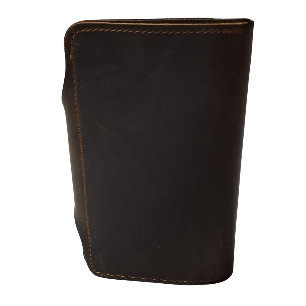 VIVACE WALLET: DARK COFFEE MEDIUM GENUINE LEATHER WALLET WITH CLIP BACK