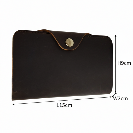 VIVACE WALLET: DARK COFFEE MEDIUM GENUINE LEATHER WALLET WITH CLIP SIZE