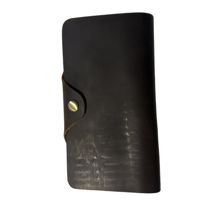 VIVACE WALLET: D COFFEE LARGE GENUINE LEATHER WALLET WITH CLIP FRONT