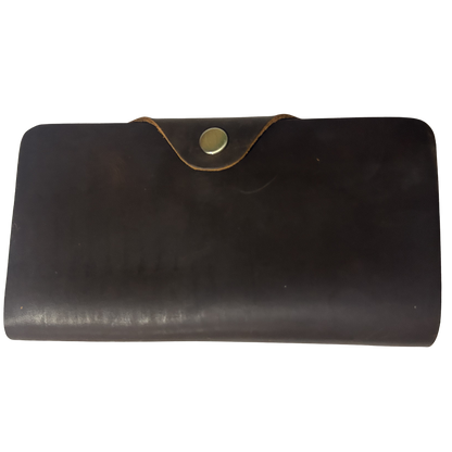 VIVACE WALLET: D COFFEE LARGE GENUINE LEATHER WALLET WITH CLIP FRONT VIEW