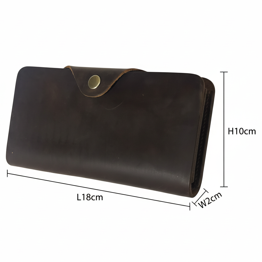 VIVACE WALLET: D COFFEE LARGE GENUINE LEATHER WALLET WITH CLIP SIZE
