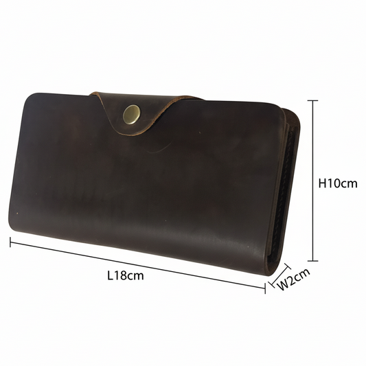 VIVACE WALLET: D COFFEE LARGE GENUINE LEATHER WALLET WITH CLIP SIZE