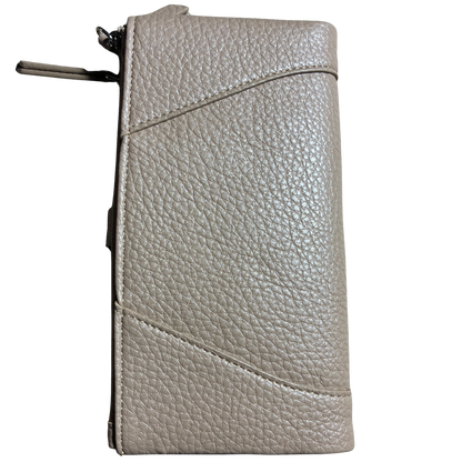VIVACE WALLET:  KHAKI LARGE Soft PU Leather Tectured Purse BACK VIEW