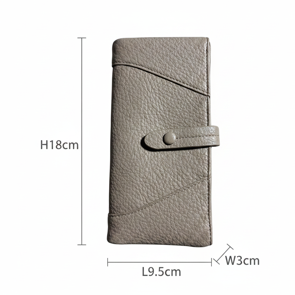 VIVACE WALLET:  KHAKI LARGE Soft PU Leather Tectured Purse SIZE