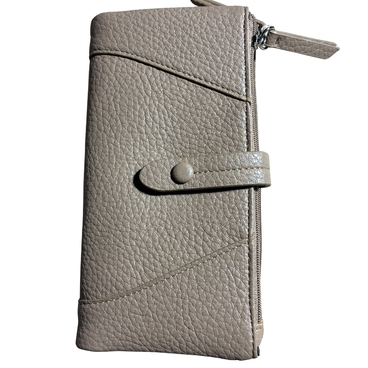 VIVACE WALLET:  KHAKI LARGE Soft PU Leather Tectured Purse front