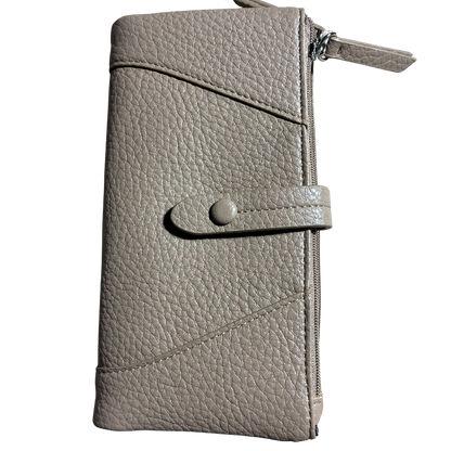 VIVACE WALLET:  KHAKI LARGE Soft PU Leather Tectured Purse front