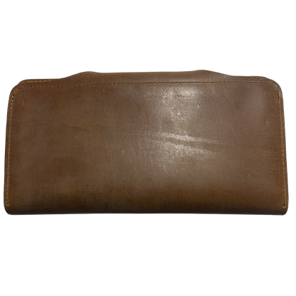 VIVACE WALLET: TAN BROWN LARGE GENUINE LEATHER WALLET WITH CLIP BACK VIEW