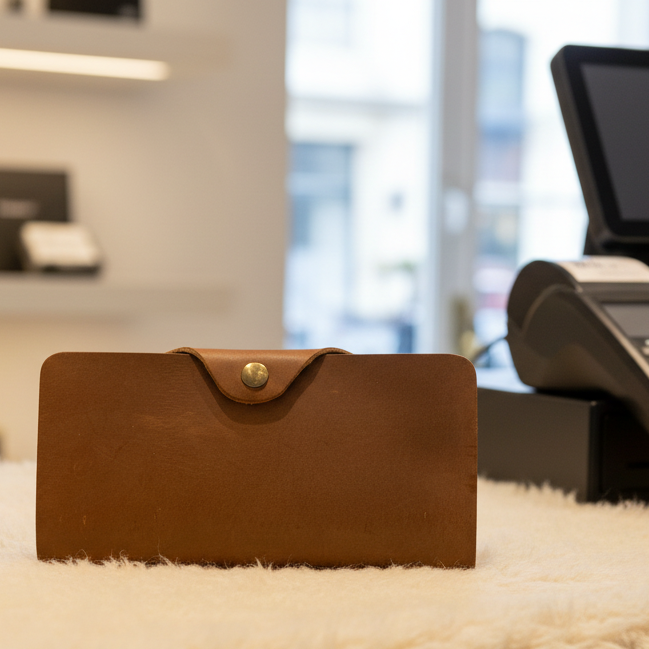 VIVACE WALLET: TAN BROWN LARGE GENUINE LEATHER WALLET WITH CLIP FRONT LIFESTYLE