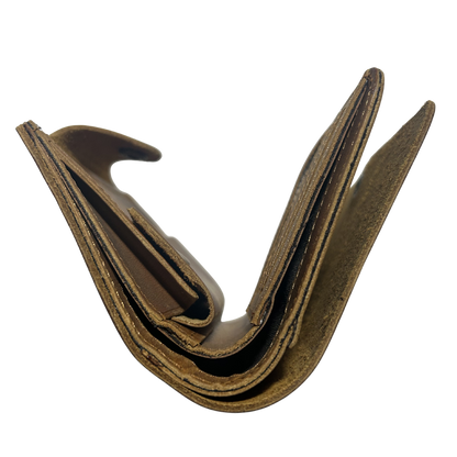 VIVACE WALLET: TAN, BROWN MEDIUM GENUINE LEATHER WALLET WITH CLIP TOP VIEW