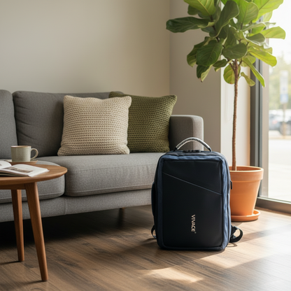 Vivace Backpack: Blue Medium Travel Backpack with USB and combination lock