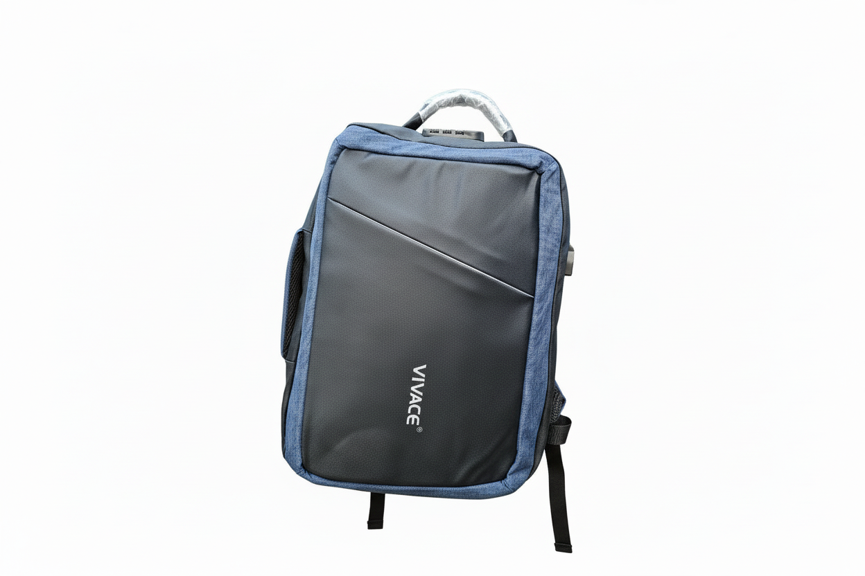 Vivace Backpack: Blue Medium Travel Backpack with USB and combination lock