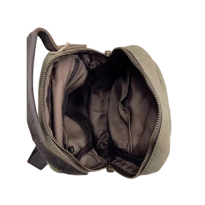 Vivace Cross Body Bag: Vintage BROWN Canvas with Genuine Leather Trim OPEN TOP