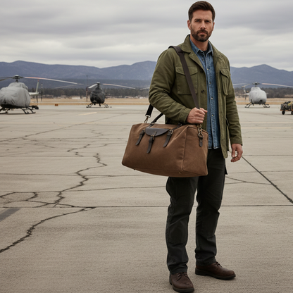 Vivace Duffel Bag: Large Waxed Canvas Duffel Bag - Coffee LIFESTYLE