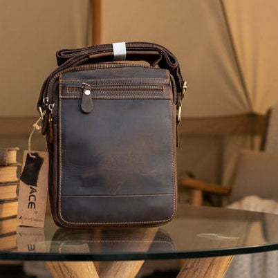 Vivace Genuine Leather Sling Bag: DARK COFFEE Unisex Sling Bag with ADJUSTABLE STRAP