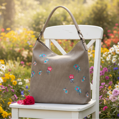 Vivace Handbag: Large KHAKI Spring Blossom Tote bag HERO