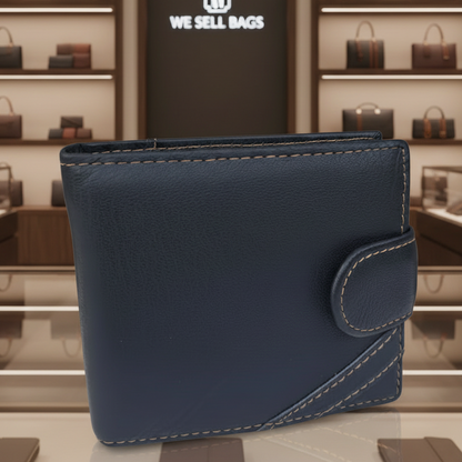 Vivace Men's Wallet: BLACK Genuine Leather Wallet with Clip and Inner Zip