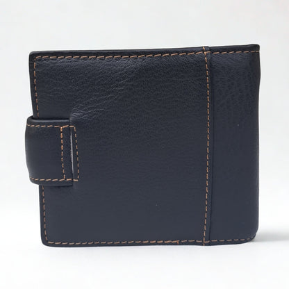 Vivace Men's Wallet: BLACK Genuine Leather Wallet with Clip and Inner Zip BACK