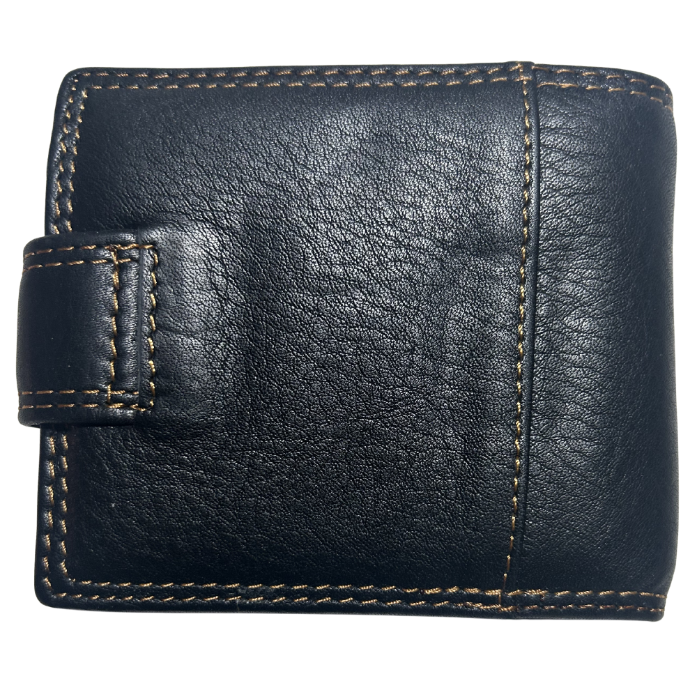 Vivace Men's Wallet: BLACK Genuine Leather with Clip BACK