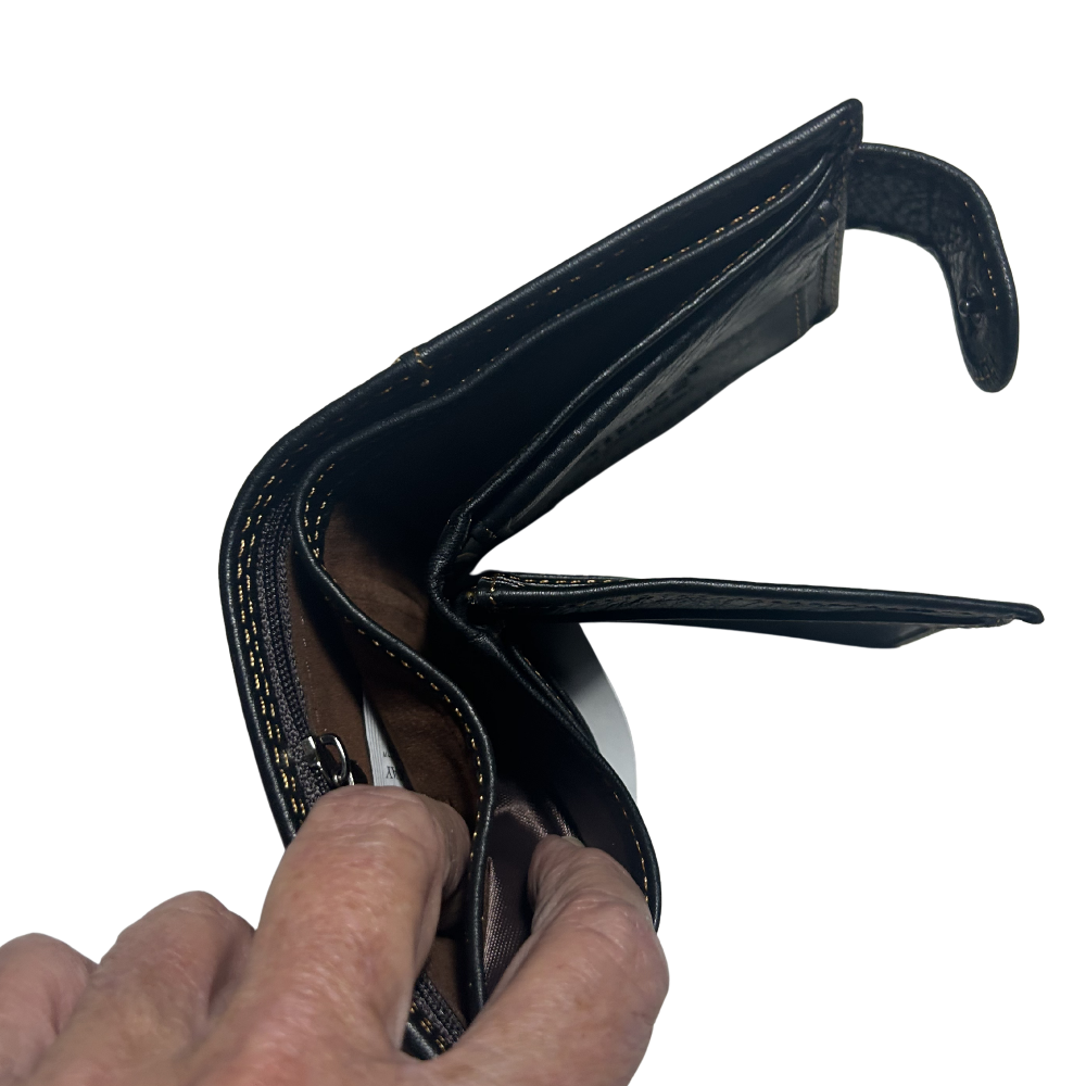 Vivace Men's Wallet: BLACK Genuine Leather with Clip POCKETS