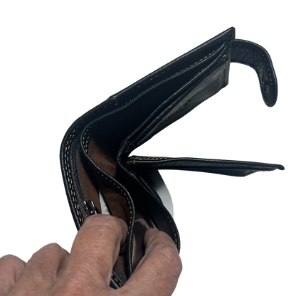 Vivace Men's Wallet: BLACK Genuine Leather with Clip POCKETS