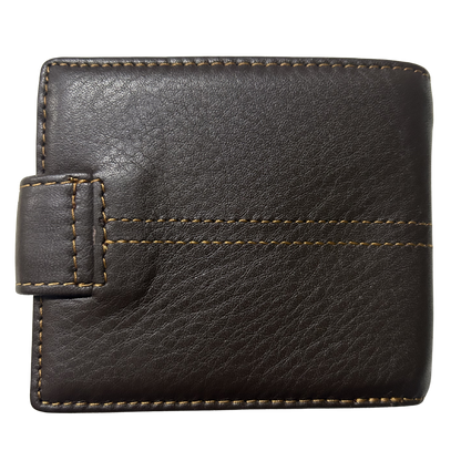Vivace Men's Wallet: COFFEE BROWN Genuine Leather Wallet with Clip and TOPSTICH BACK