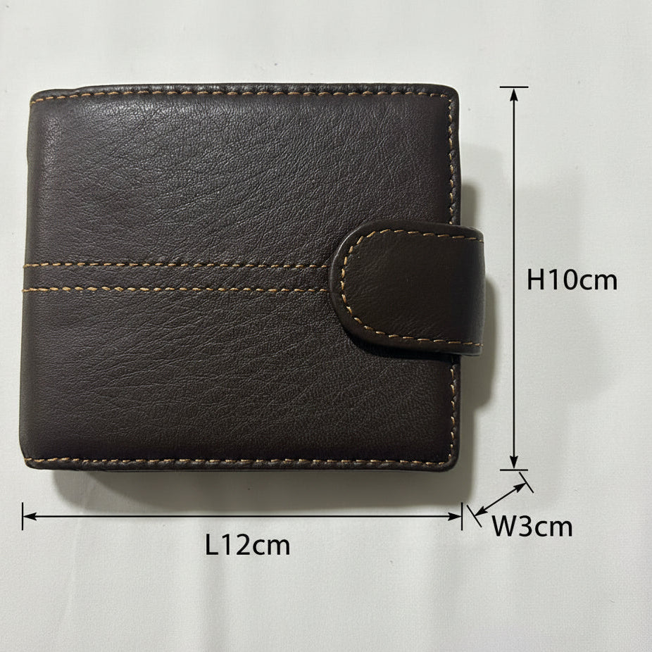 Vivace Men's Wallet: COFFEE BROWN Genuine Leather Wallet with Clip and TOPSTICH SIZE