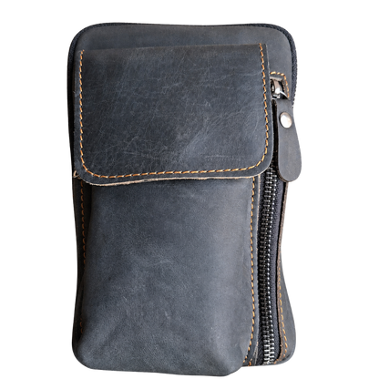 Vivace Mini Sling Bag: BLACK Genuine Leather Compact Crossbody with Adjustable Strap FRONT
