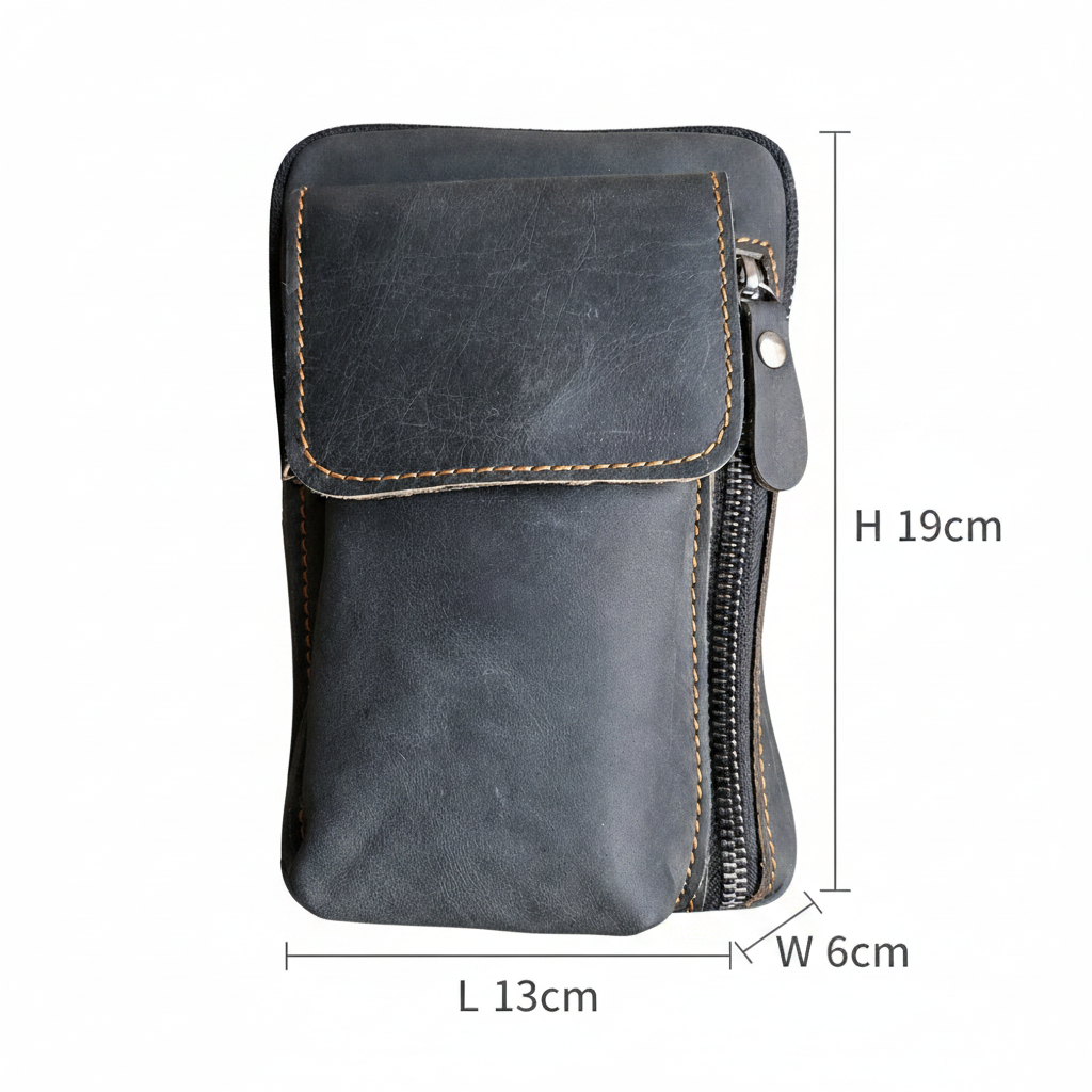 Vivace Mini Sling Bag: BLACK Genuine Leather Compact Crossbody with Adjustable Strap