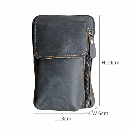 Vivace Mini Sling Bag: BLACK Genuine Leather Compact Crossbody with Adjustable Strap