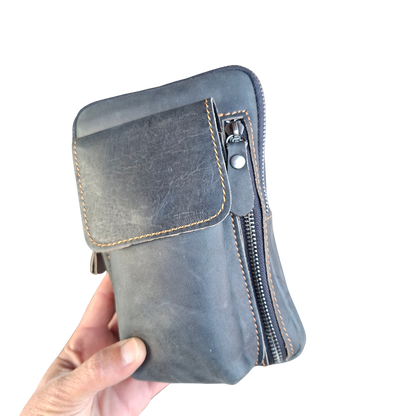 Vivace Mini Sling Bag: BLACK Genuine Leather Compact Crossbody with Adjustable Strap IN HAND