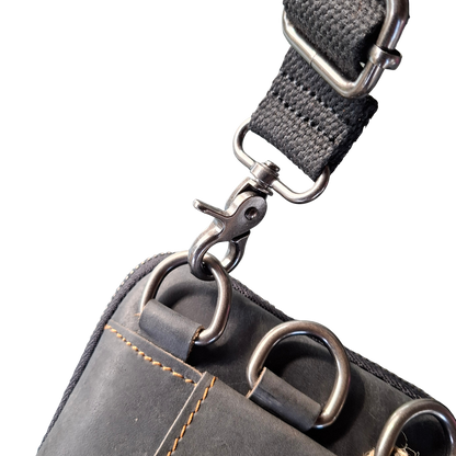 Vivace Mini Sling Bag: BLACK Genuine Leather Compact Crossbody with Adjustable Strap SLING ATTACHMENT