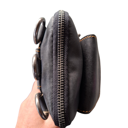 Vivace Mini Sling Bag: BLACK Genuine Leather Compact Crossbody with Adjustable Strap TOP VIEW