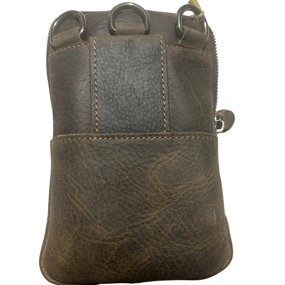 Vivace Mini Sling Bag: CHOCOLATE BROWN Genuine Leather Compact Crossbody with Adjustable Strap BACK