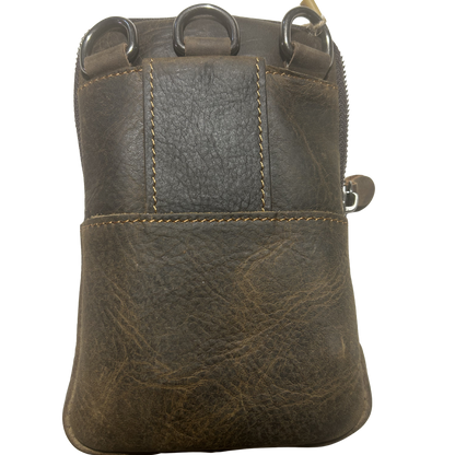 Vivace Mini Sling Bag: CHOCOLATE BROWN Genuine Leather Compact Crossbody with Adjustable Strap BACK