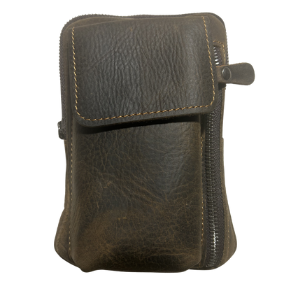 Vivace Mini Sling Bag: CHOCOLATE BROWN Genuine Leather Compact Crossbody with Adjustable Strap FRONT VIEW