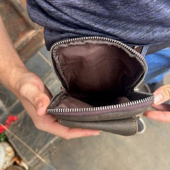 Vivace Mini Sling Bag: COFFEE BROWN Genuine Leather Compact Crossbody with Adjustable Strap OPEN
