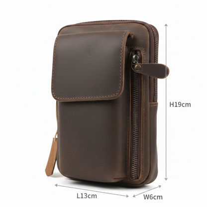 Vivace Mini Sling Bag: COFFEE BROWN Genuine Leather Compact Crossbody with Adjustable Strap SIZE
