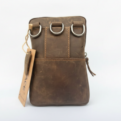 Vivace Mini Sling Bag: FOREST BROWN Genuine Leather Compact Crossbody with Adjustable Strap BACK