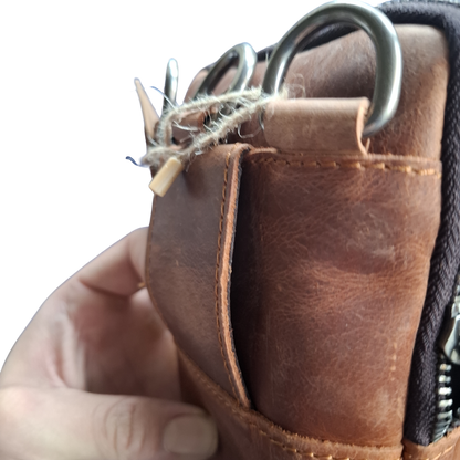 Vivace Mini Sling Bag: MUSTARD COLOR Genuine Leather Compact Crossbody with Adjustable Strap belt attachment
