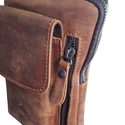 Vivace Mini Sling Bag: MUSTARD COLOR Genuine Leather Compact Crossbody with Adjustable Strap detail