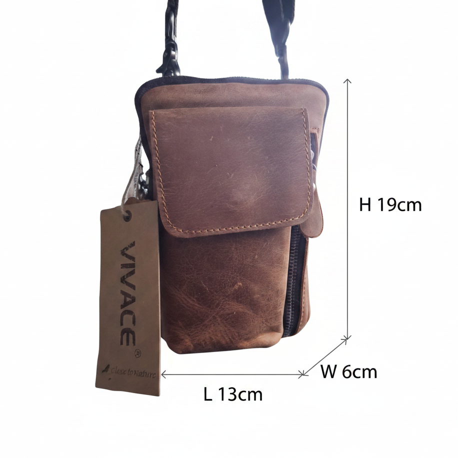 Vivace Mini Sling Bag: MUSTARD COLOR Genuine Leather Compact Crossbody with Adjustable Strap size
