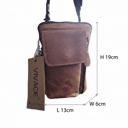Vivace Mini Sling Bag: MUSTARD COLOR Genuine Leather Compact Crossbody with Adjustable Strap size