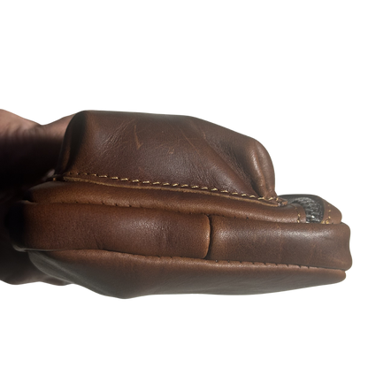 Vivace Mini Sling Bag: REDDISH BROWN Genuine Leather Compact Crossbody BOTTOM