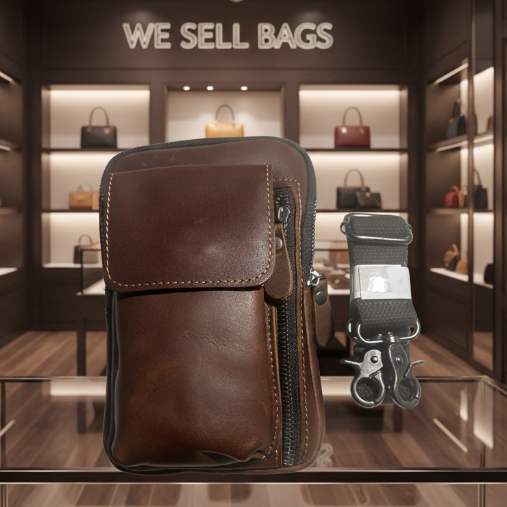 Vivace Mini Sling Bag: REDDISH BROWN Genuine Leather Compact Crossbody LIFESTYLE
