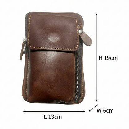 Vivace Mini Sling Bag: REDDISH BROWN Genuine Leather Compact Crossbody SIZE