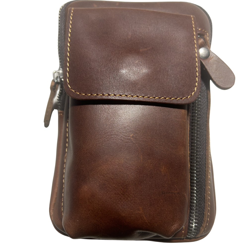 Vivace Mini Sling Bag: REDDISH BROWN Genuine Leather Compact Crossbody with Adjustable Strap