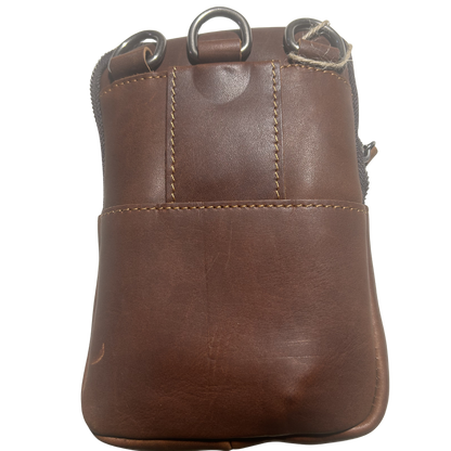 Vivace Mini Sling Bag: REDDISH BROWN Genuine Leather Compact Crossbody with Adjustable Strap BACK VIEW