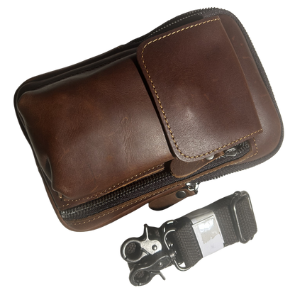 Vivace Mini Sling Bag: REDDISH BROWN Genuine Leather Compact Crossbody with Adjustable Strap SET